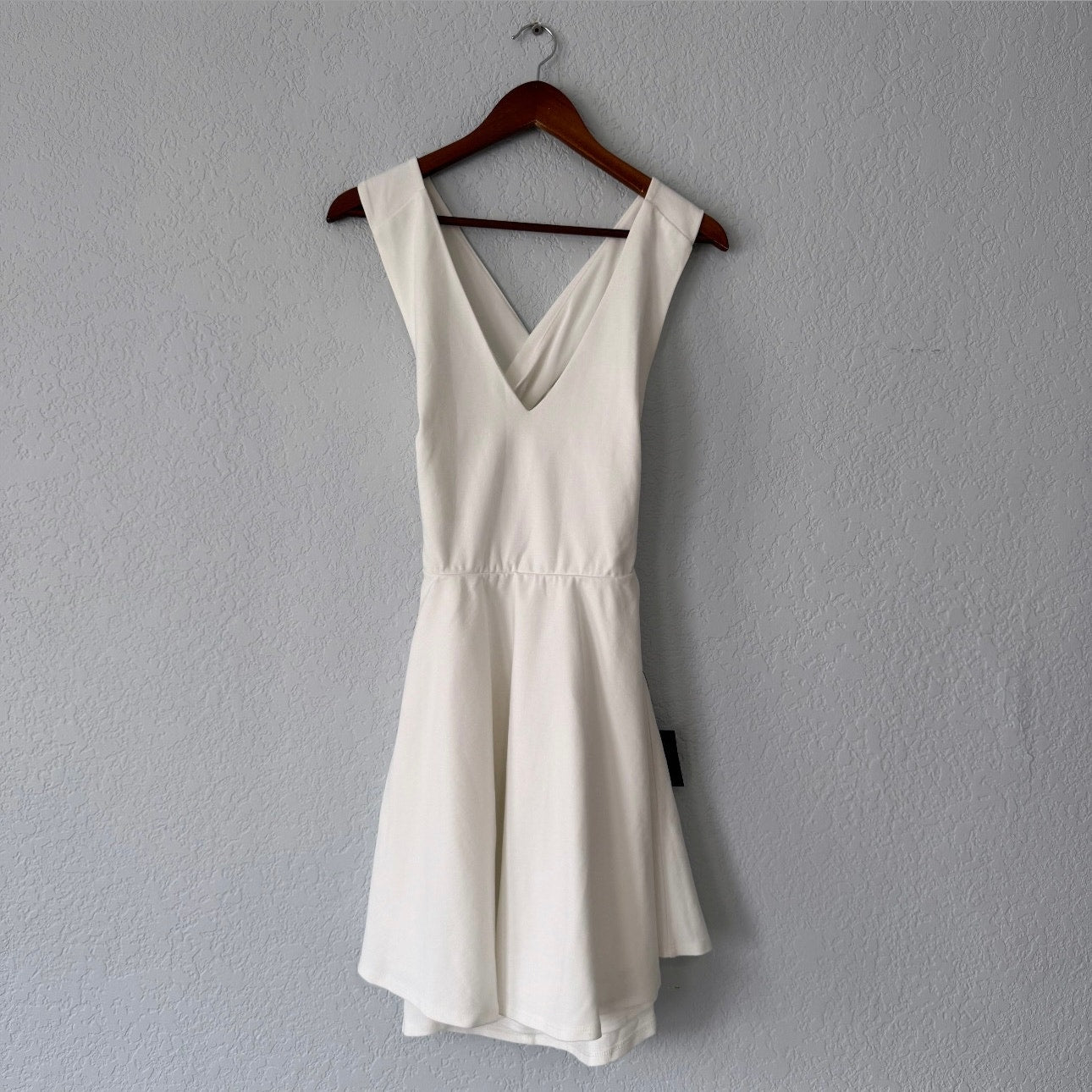 Lulu's White Going Steady White Backless Skater Dress Size X-large