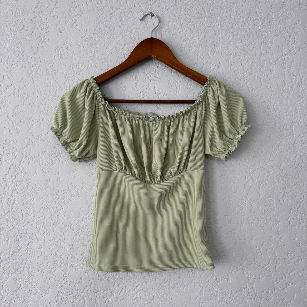 New Look Ribbed Milkmaid Short Sleeve Top