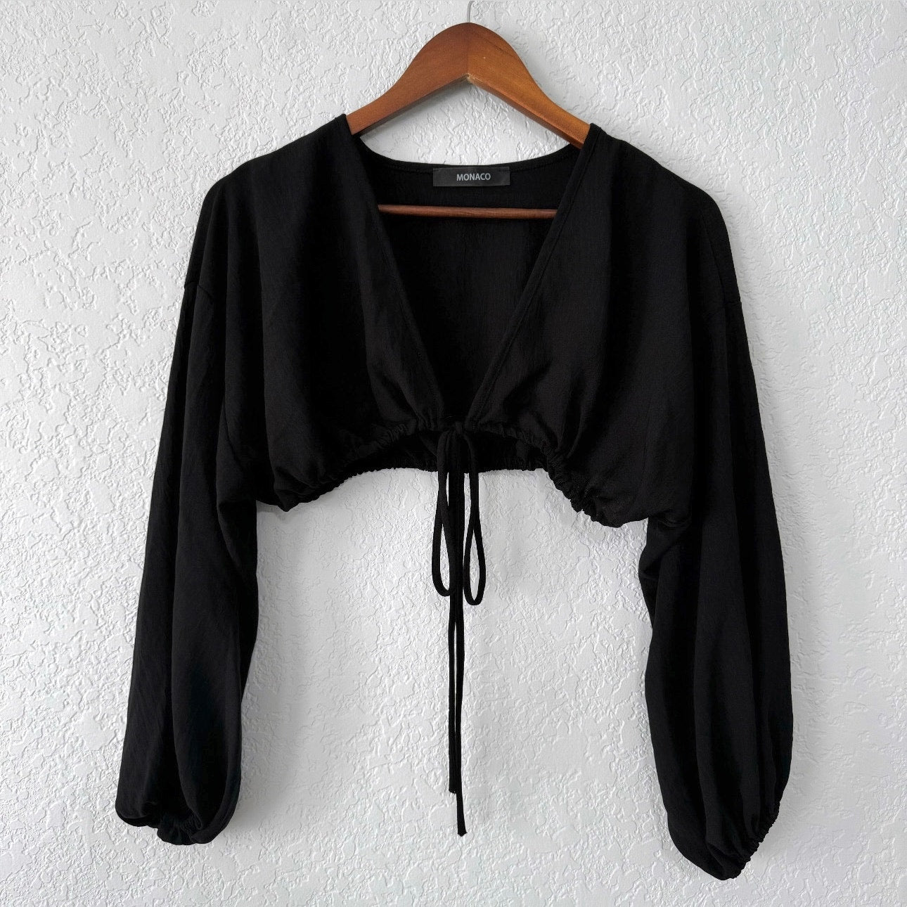 Monaco Long Sleeve Tie Front Crop Top