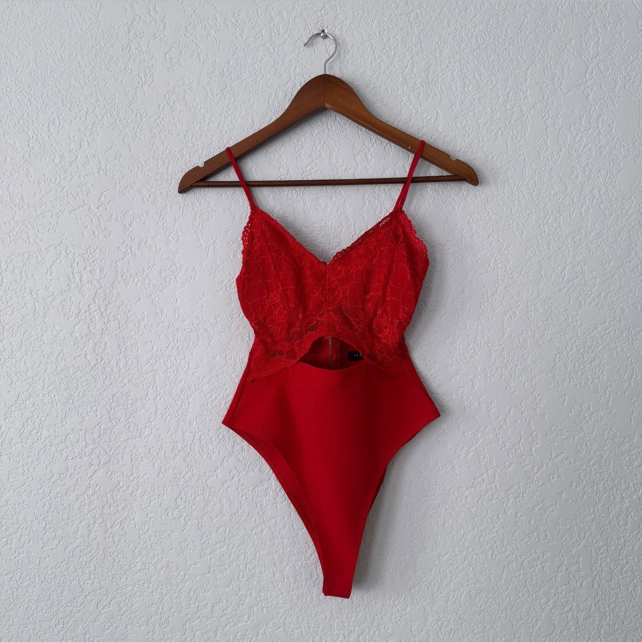 Faded Rose Lace Top Cut Out Bodysuit