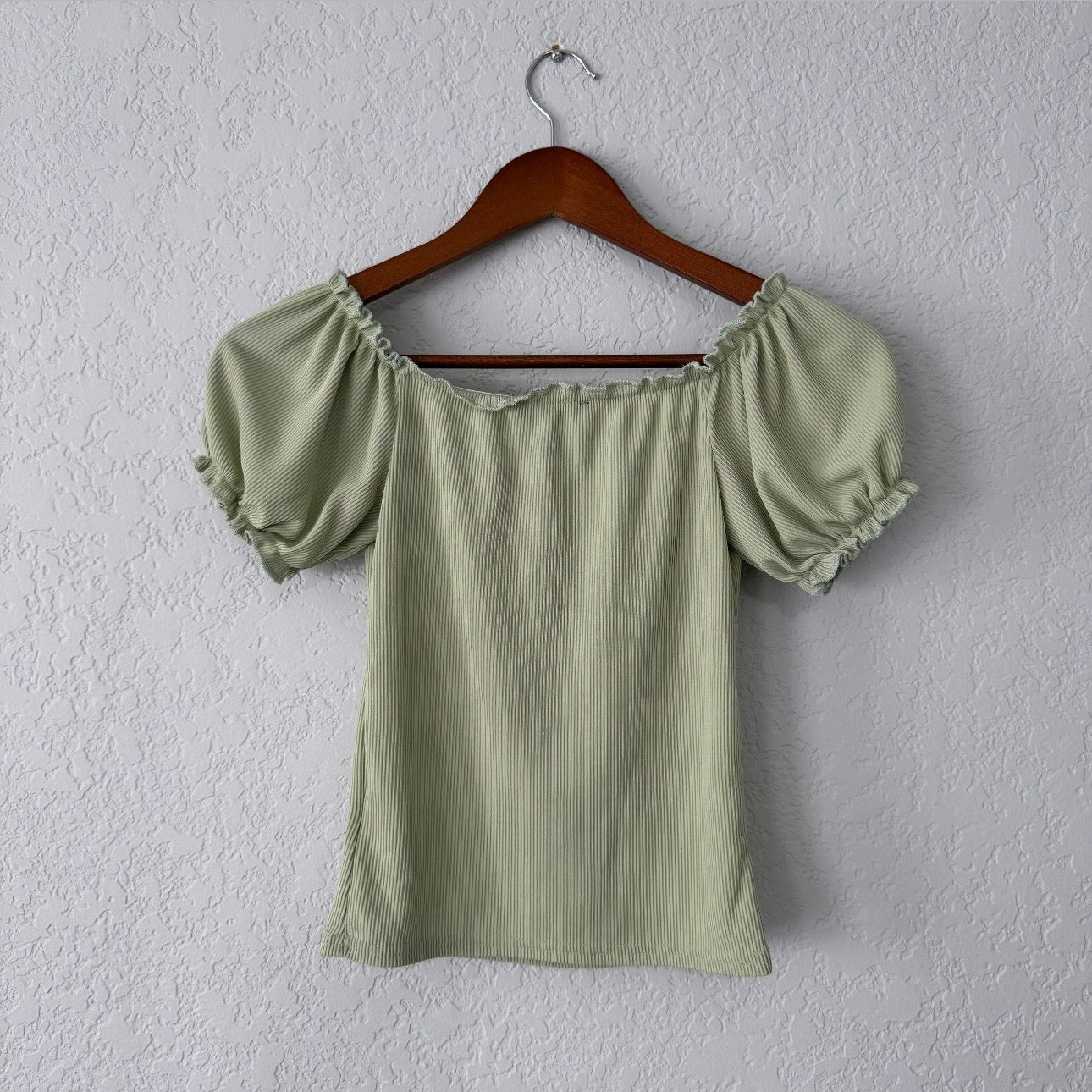 New Look Ribbed Milkmaid Short Sleeve Top
