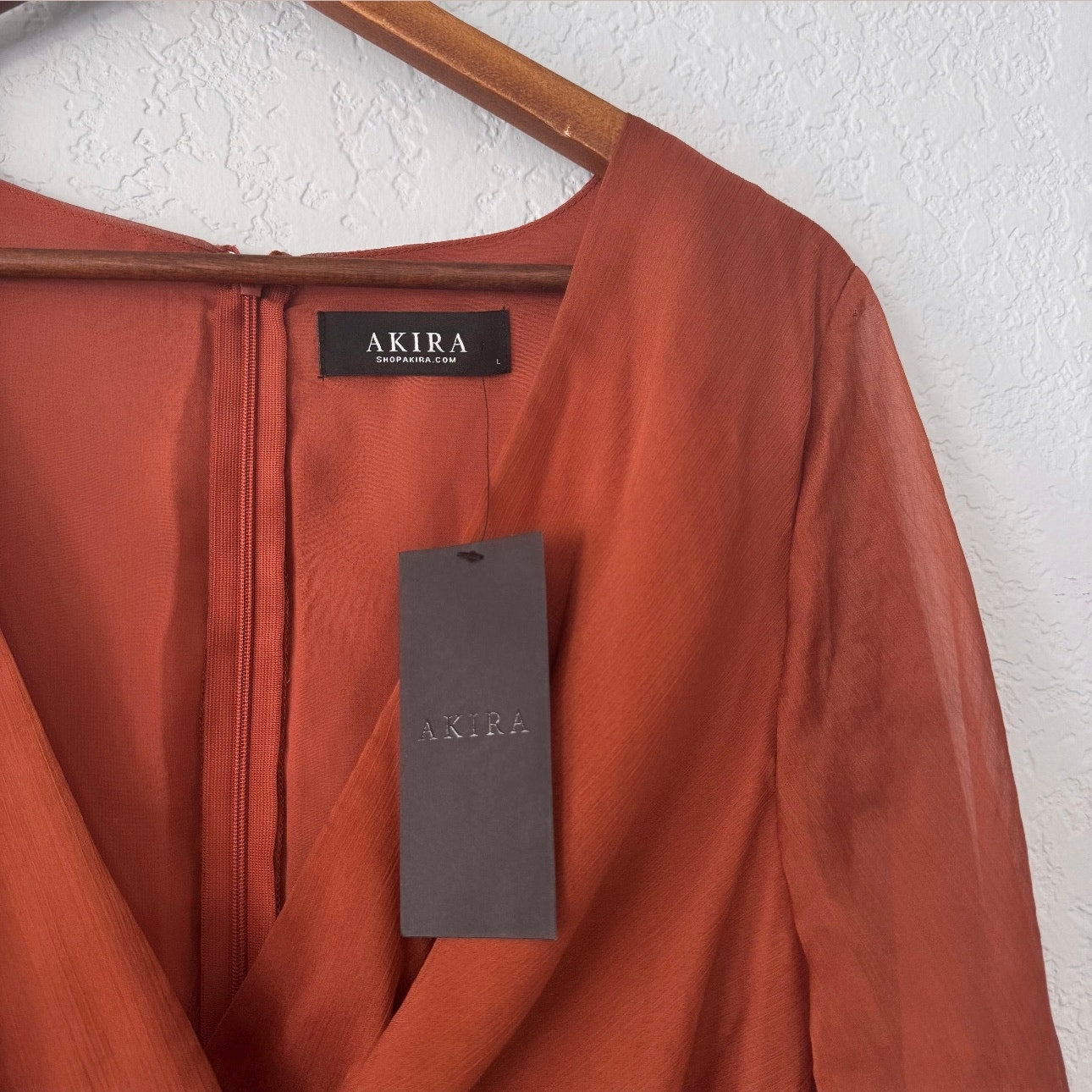 Akira Long Sleeve Faux Wrap Dress