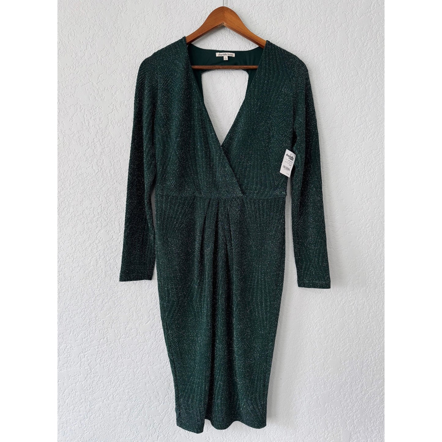 Charlotte Russe Shimmer Long Sleeve Midi Dress