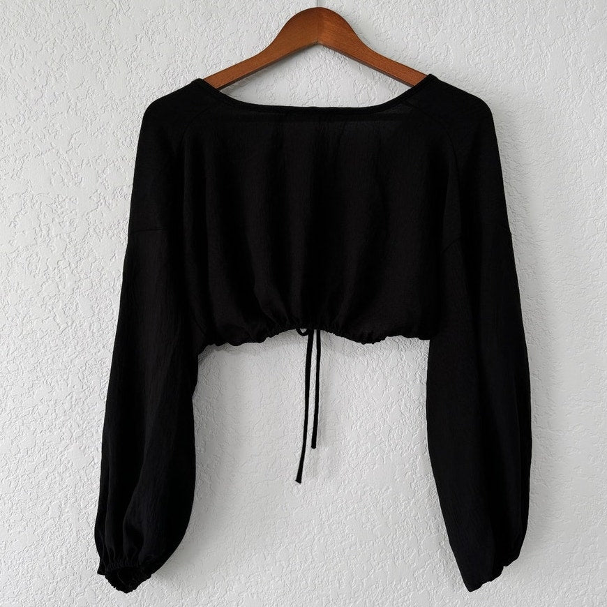 Monaco Long Sleeve Tie Front Crop Top