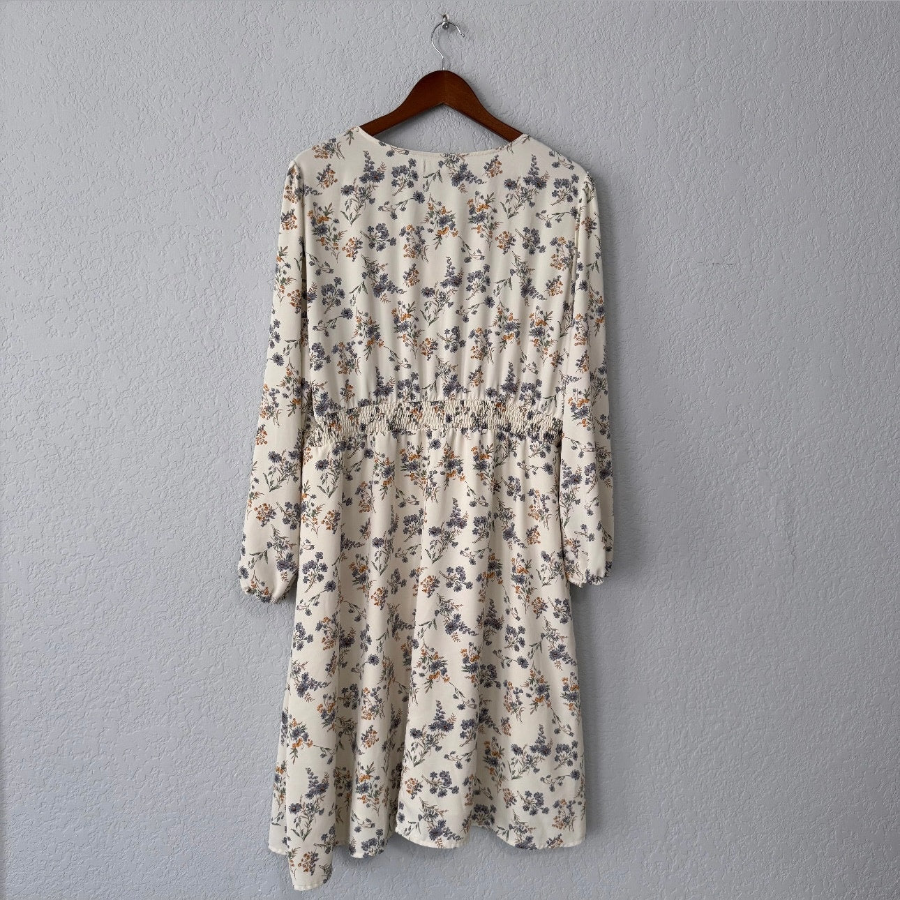 Allegra K Floral Pattern Long Sleeve Knee Length Dress