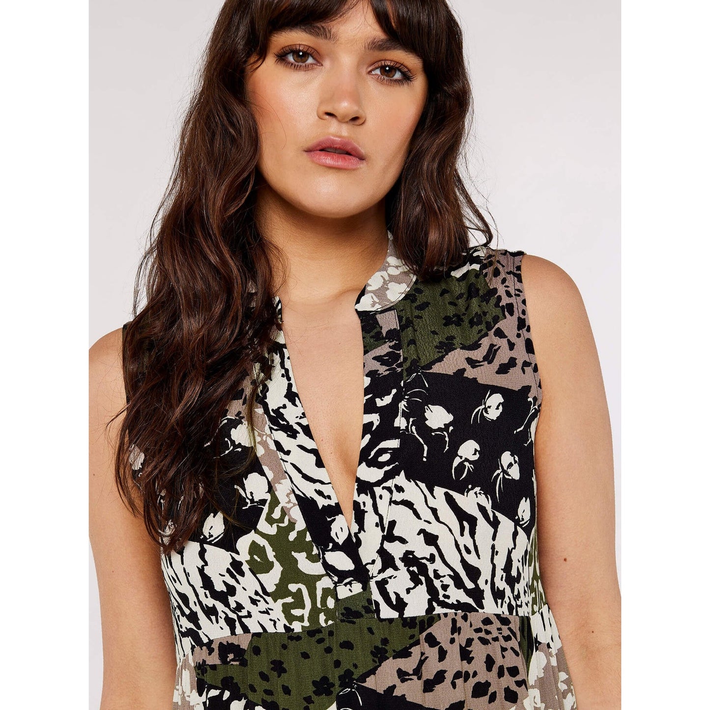 Apricot Floral Print Mini Dress
