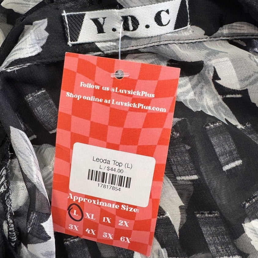 ydc vintage floral print sheer lightweight button up blouse