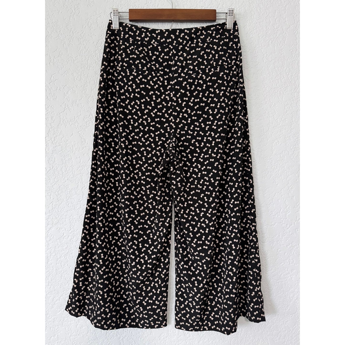Zara Basic Bow Pattern Wide Leg Cropped Pant