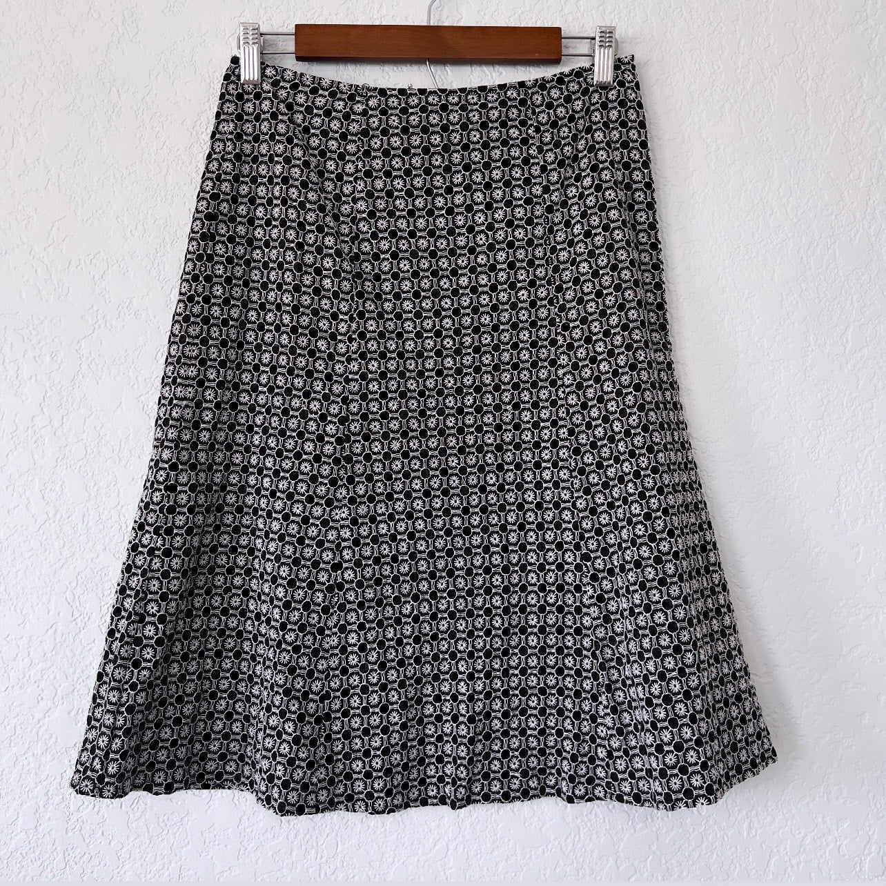 Nine West Patterened Cotton Knee Length Skirt