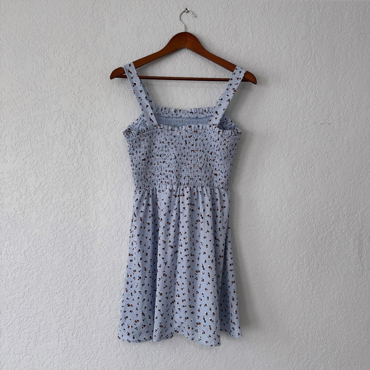 Sienna Sky Blue with Floral Print Mini Button Up Dress Size Medium