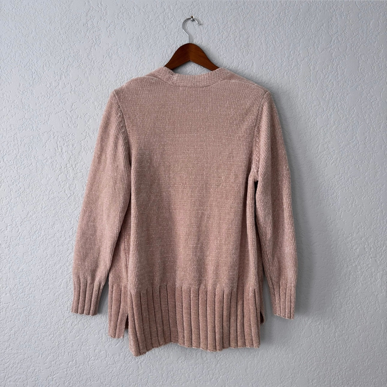 Seven7 Blush Soft Velvet Long Sleeve Cardigan