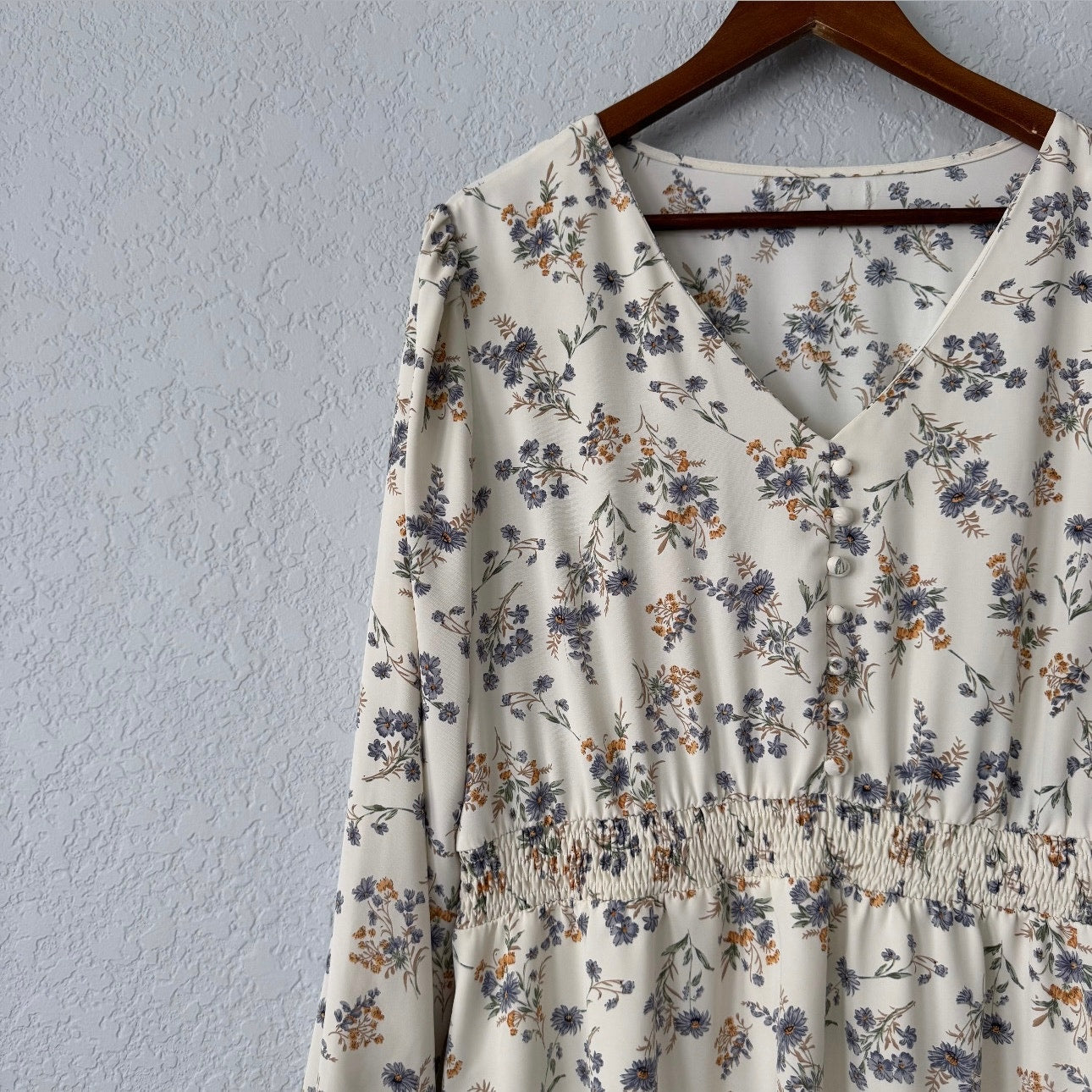 Allegra K Floral Pattern Long Sleeve Knee Length Dress