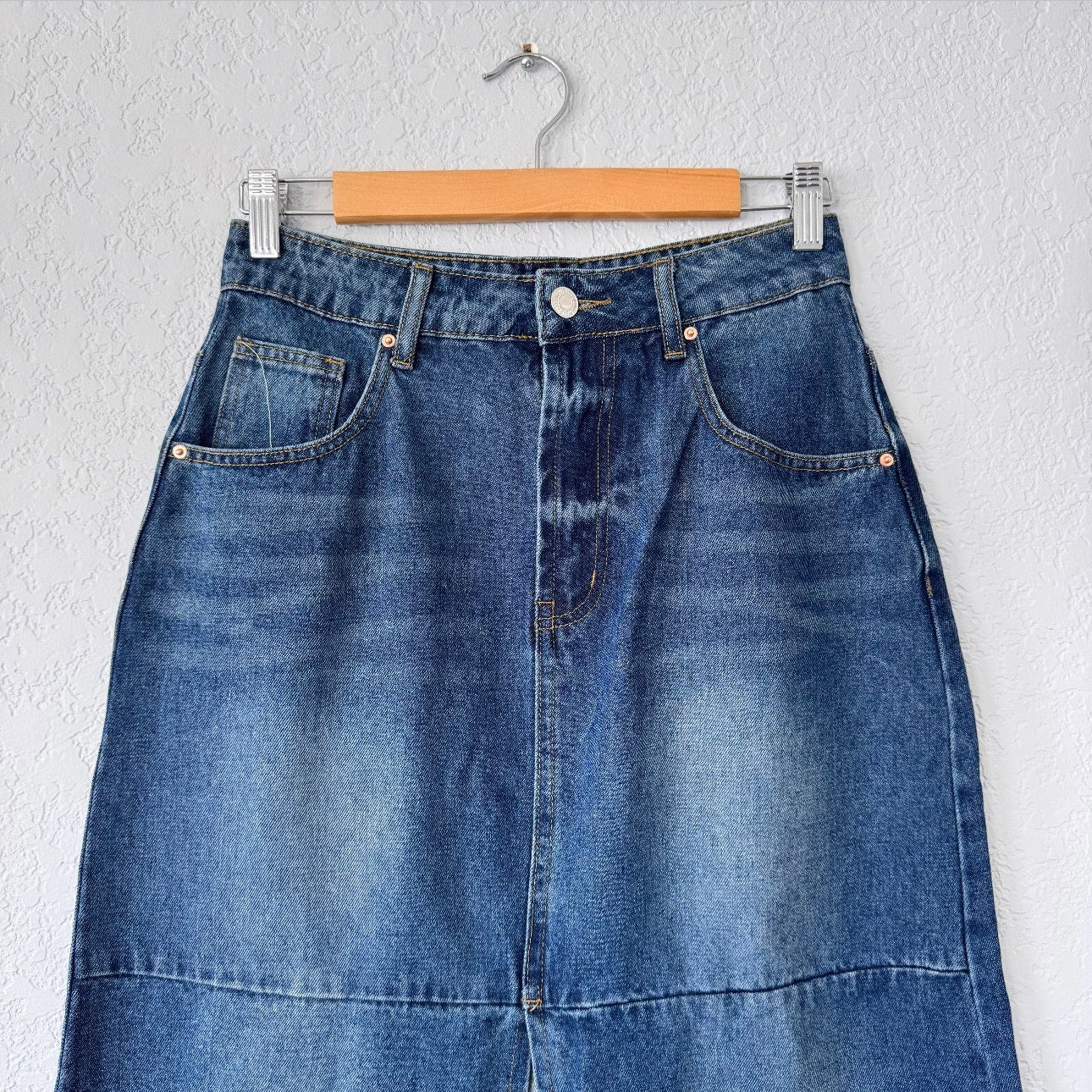 Unbranded Dark Wash Denim Maxi Skirt w/ Front Slit