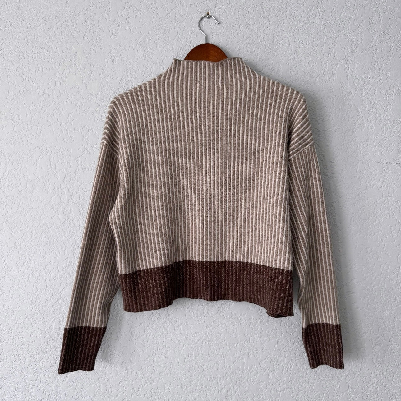 Tahari Striped Color Block Turtle Neck Long Sleeved Sweater