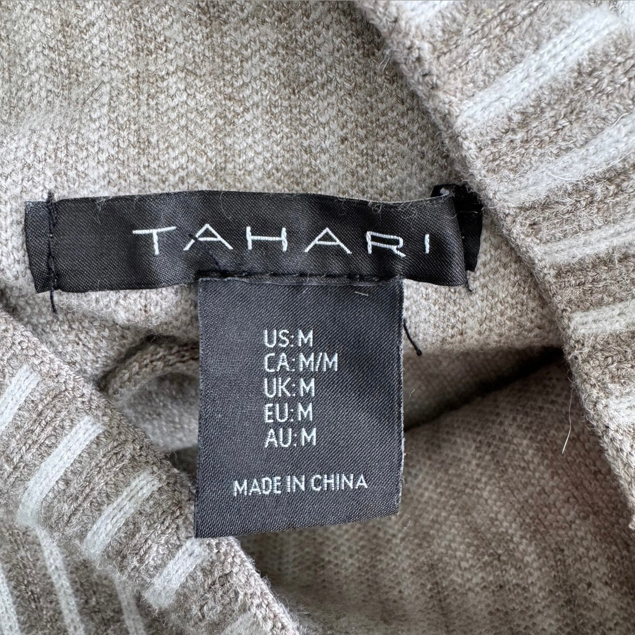 Tahari Striped Color Block Turtle Neck Long Sleeved Sweater
