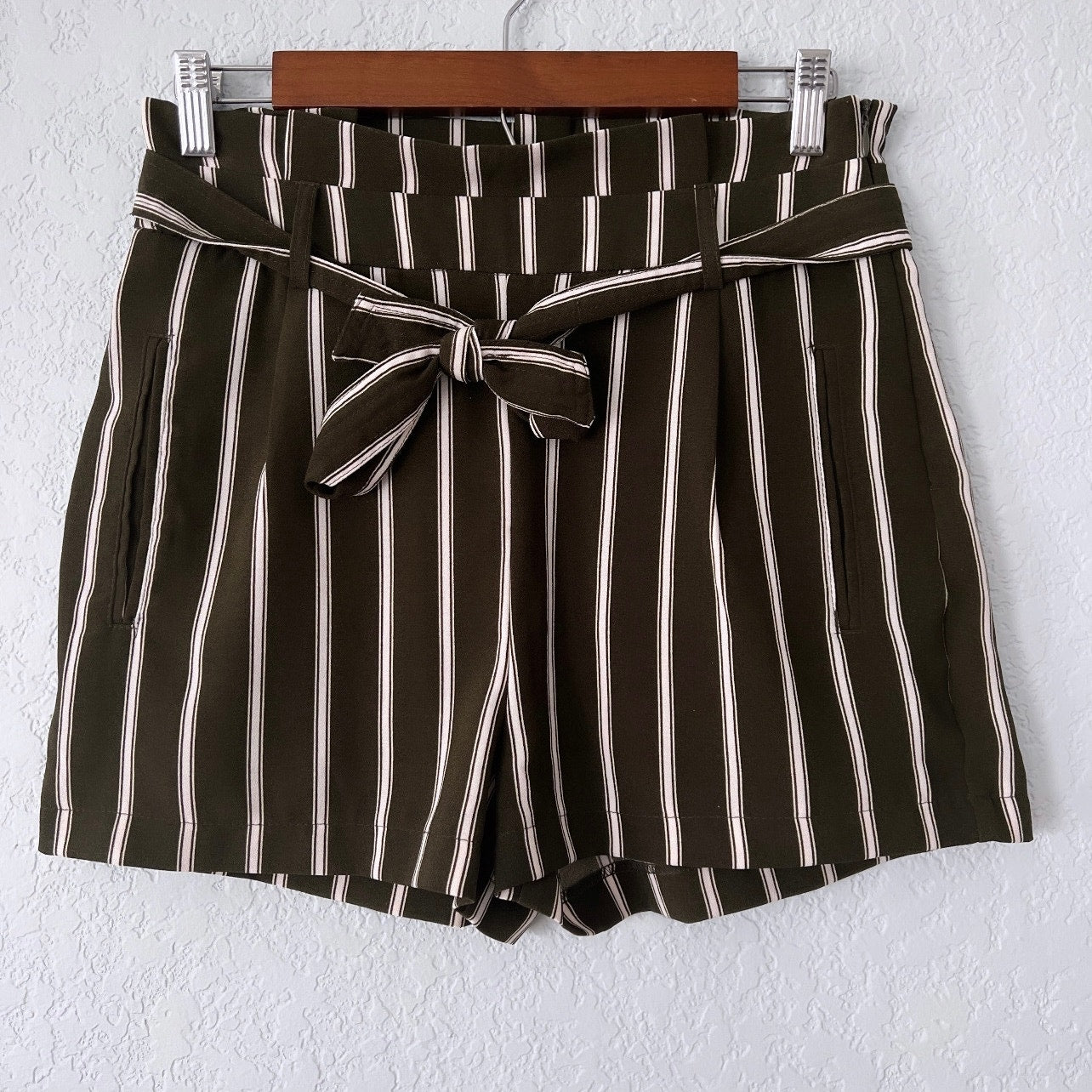 Cisono Striped Paper Bag Shorts