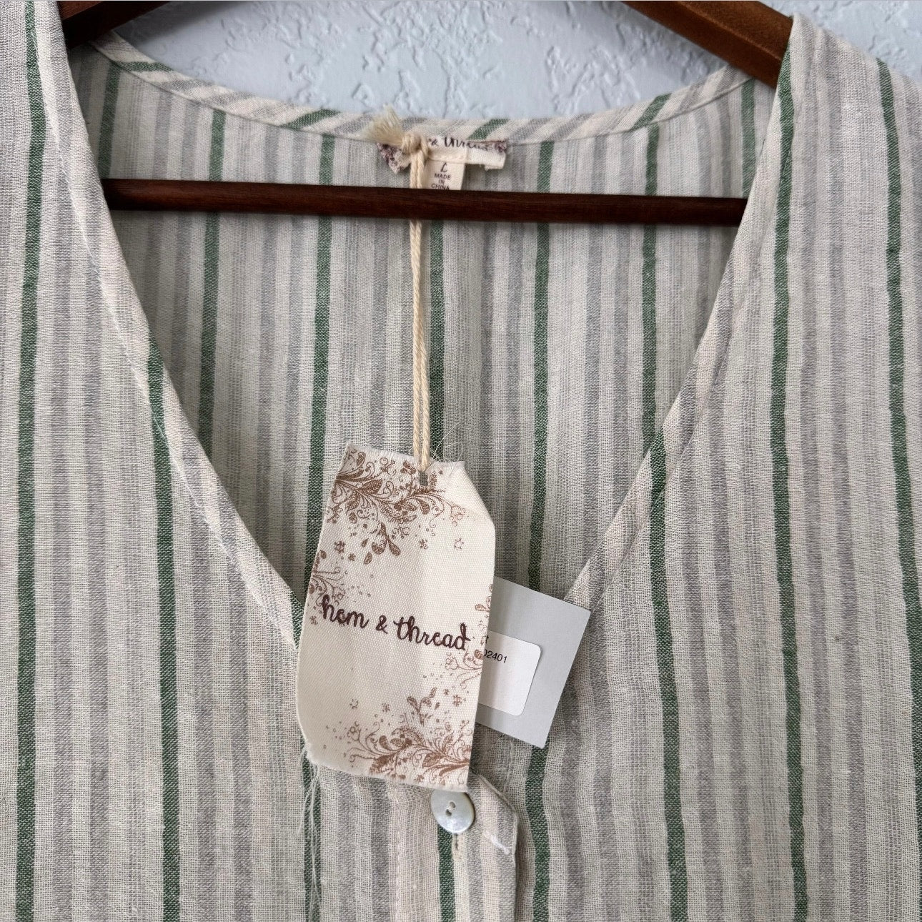 Hem + Thread Striped Short Sleeve Linen Liora Jumpsuit