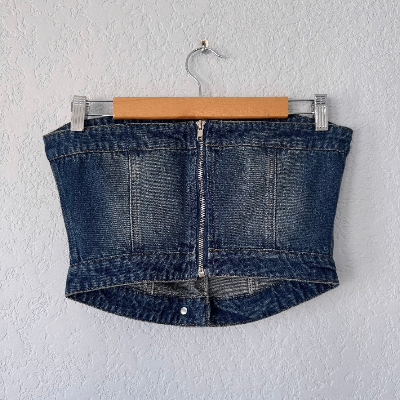 Finesse Dark Wash Denim Strapless Top Size Small