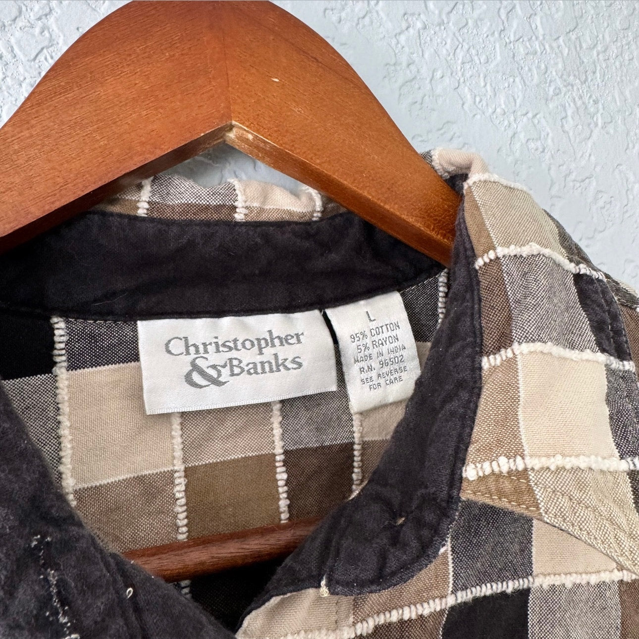 Christopher & Banks Plaid Button Up Denim Jacket