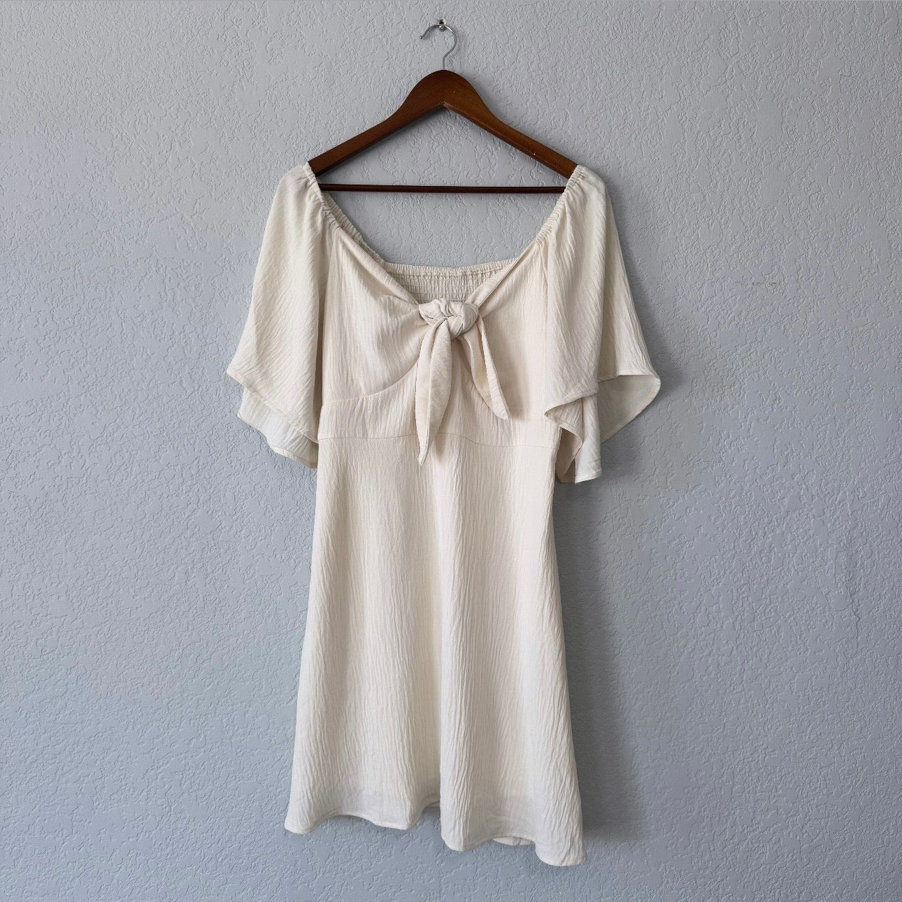 Unbranded Tie Front Short Flutter Sleeve Dress