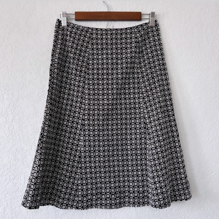 Nine West Patterened Cotton Knee Length Skirt