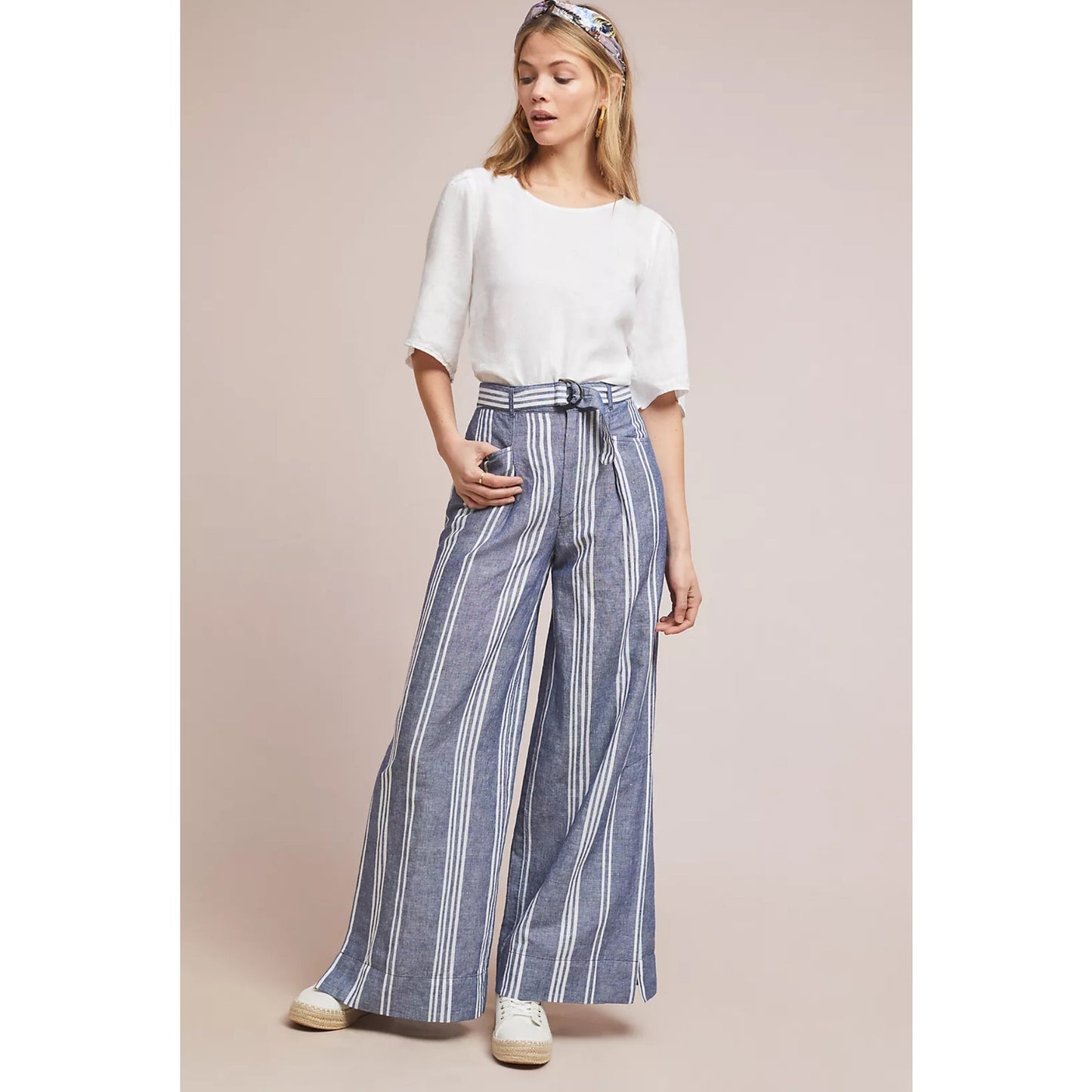 Anthropologie Beachy Linen Wide Leg Pants