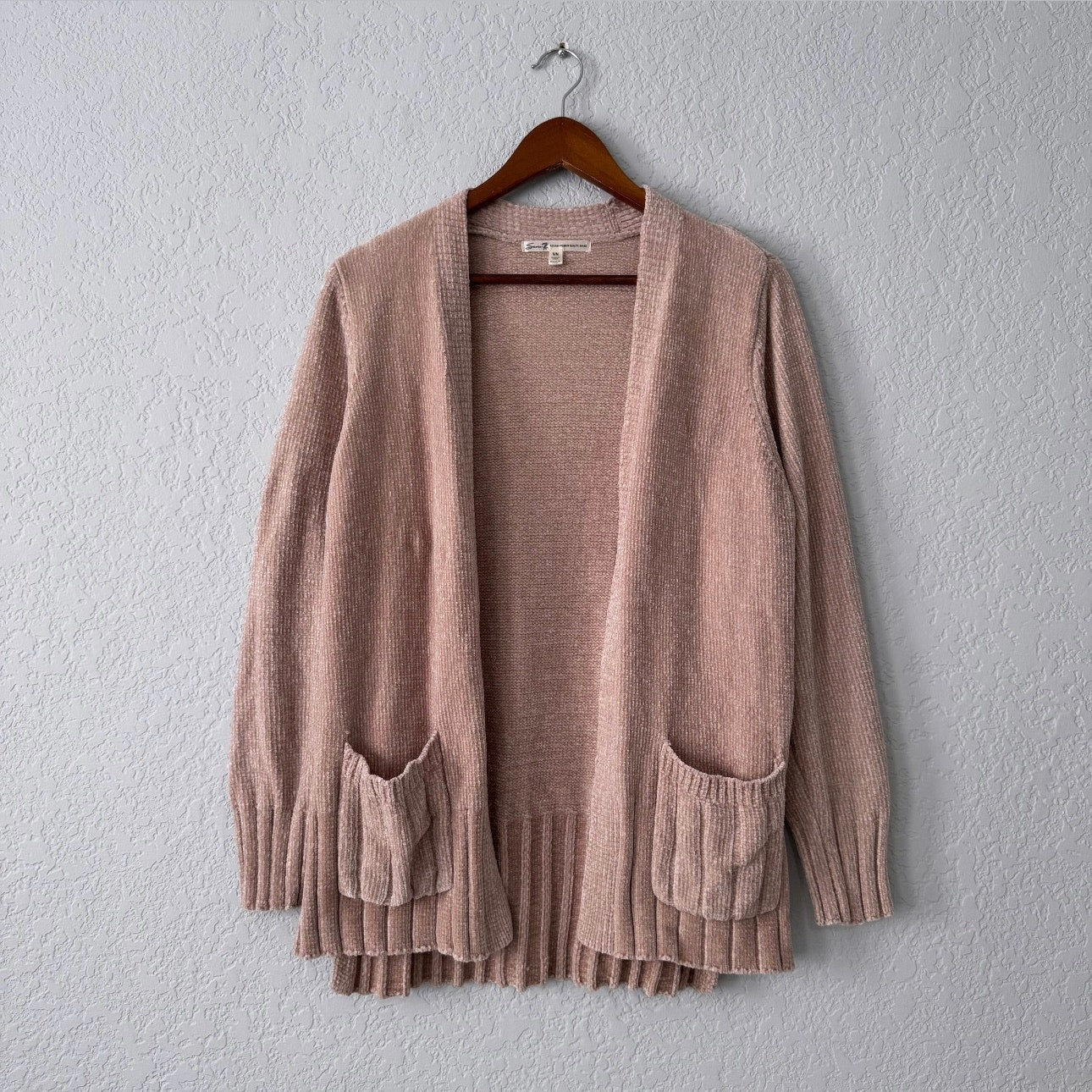 Seven7 Blush Soft Velvet Long Sleeve Cardigan
