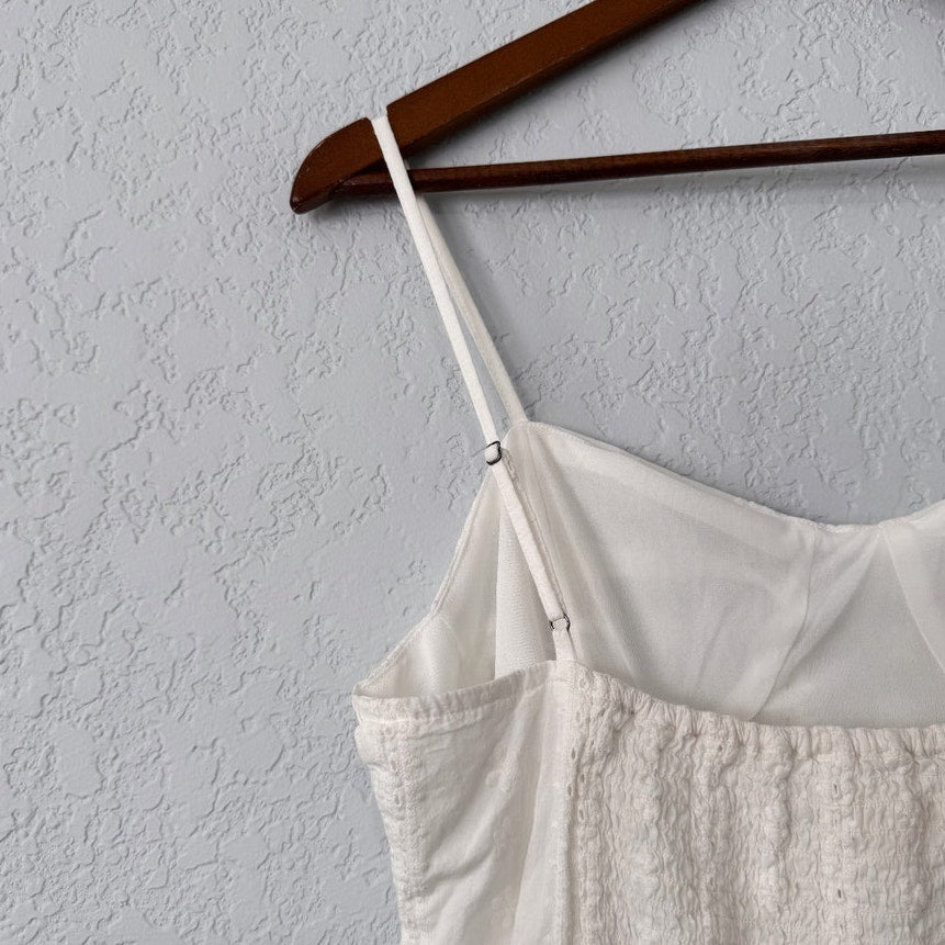 aeropostale solid sweetheart eyelet slim dress