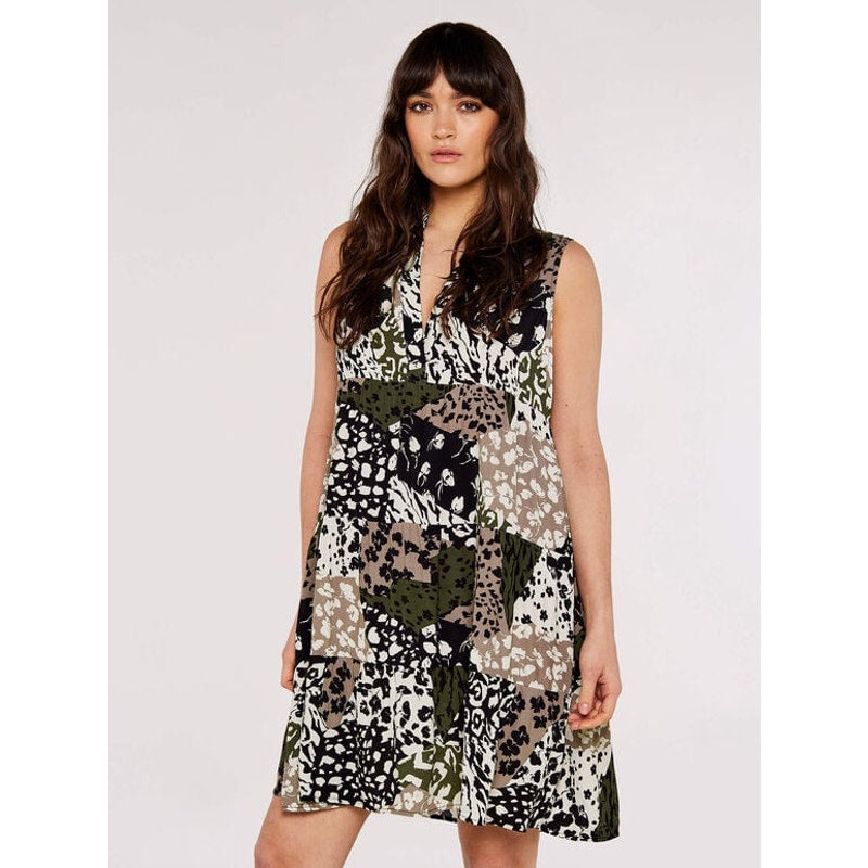 Apricot Floral Print Mini Dress