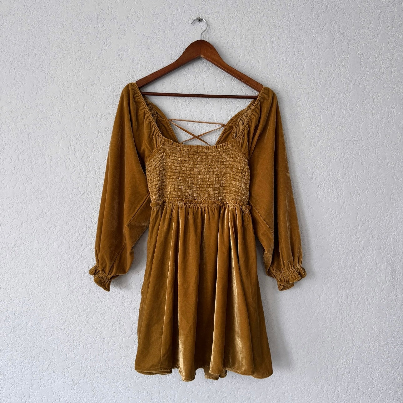 Free People Daphne Velvet Long Sleeve Mini Dress
