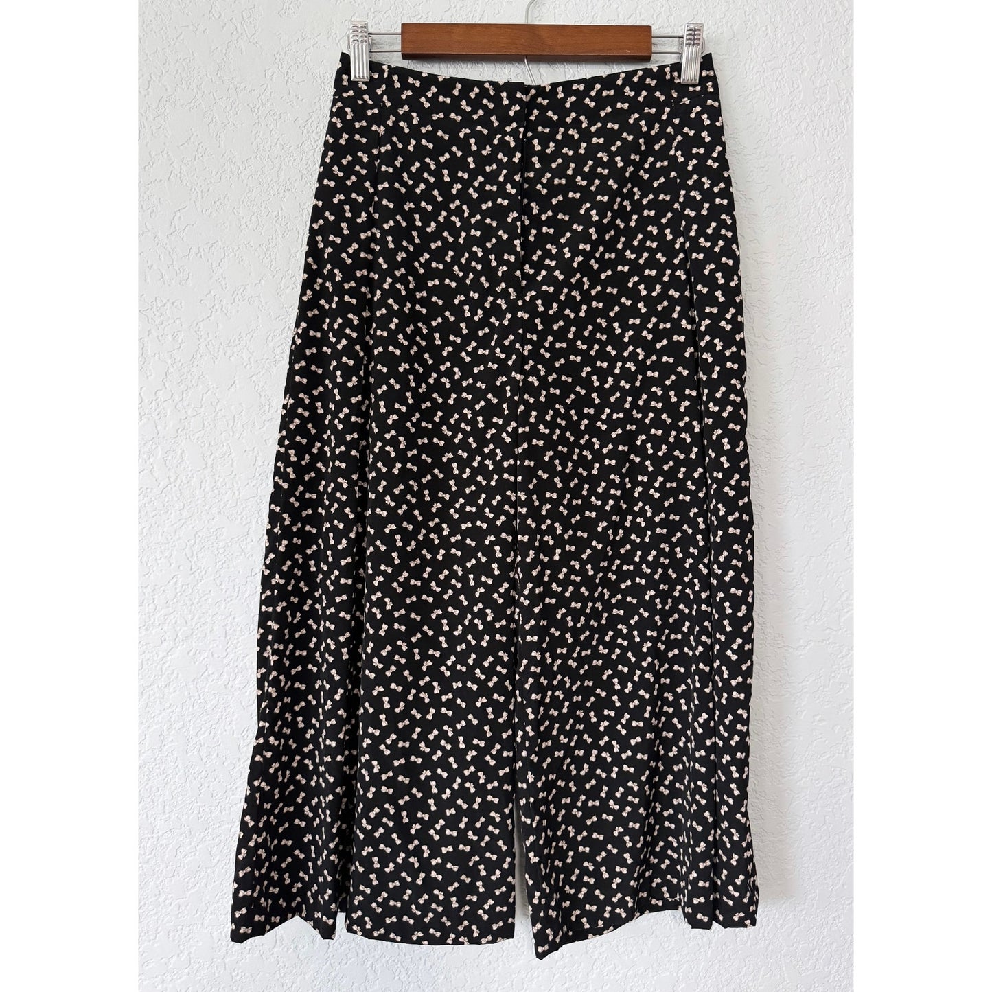 Zara Basic Bow Pattern Wide Leg Cropped Pant