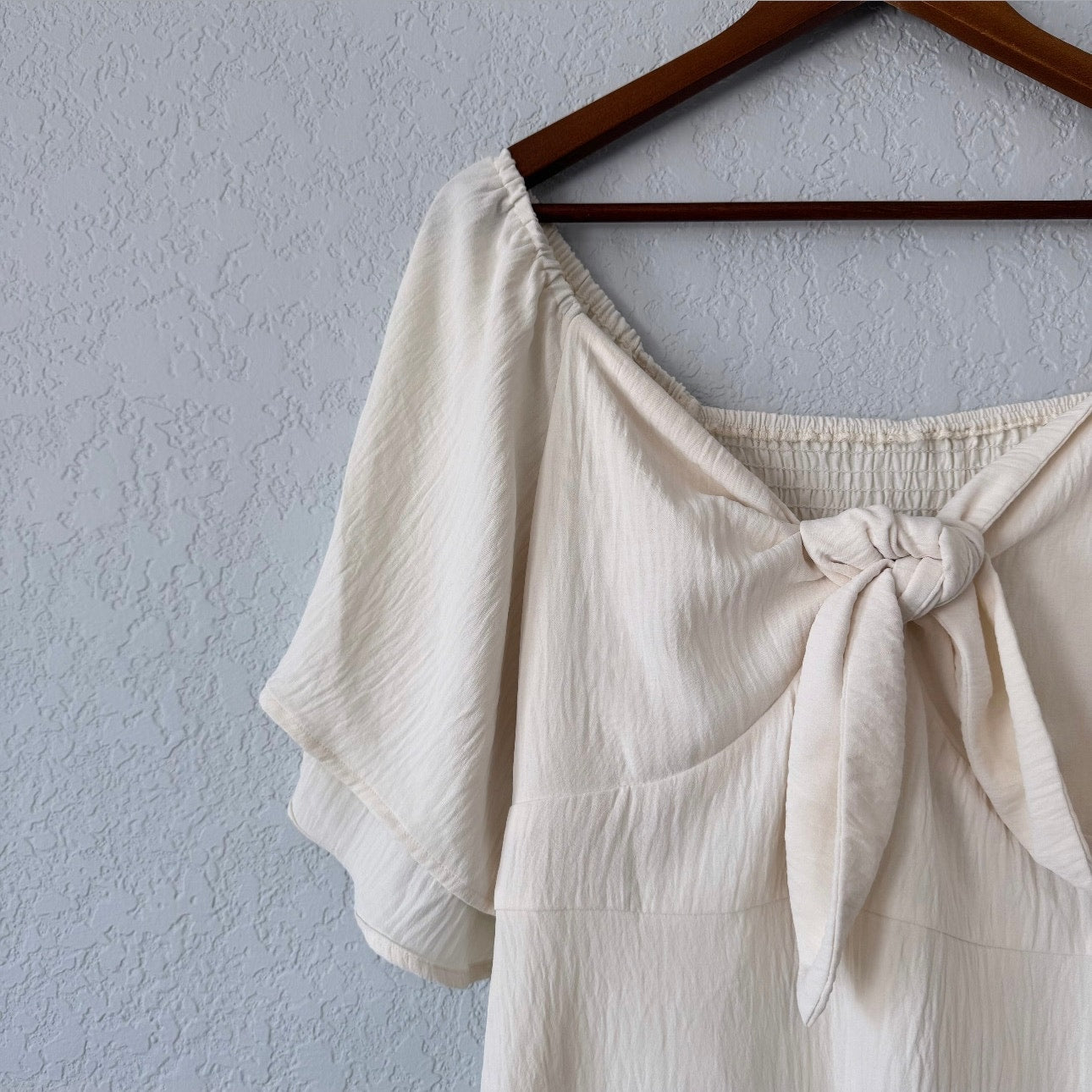 Unbranded Tie Front Short Flutter Sleeve Dress