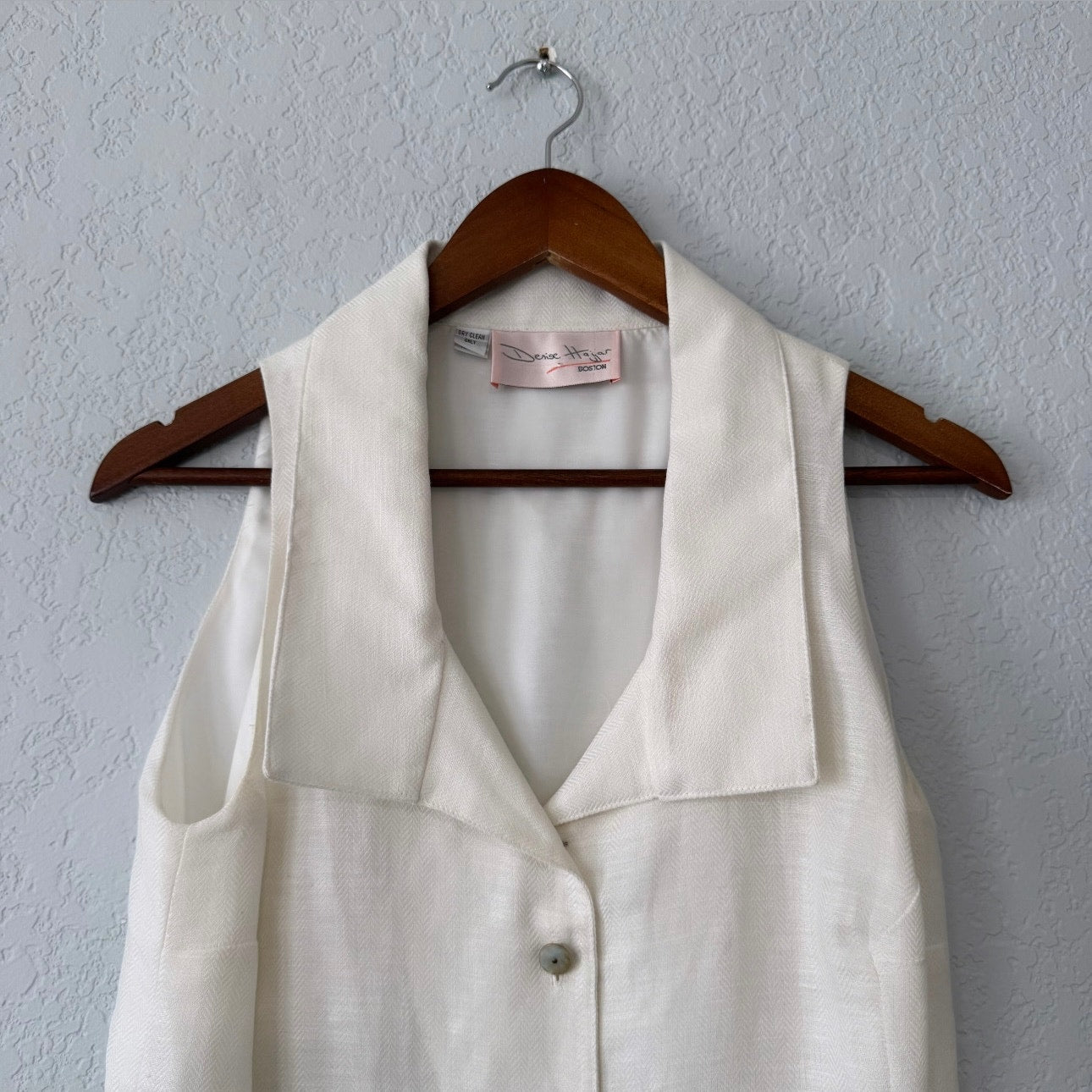 Denise Hajjar White Button Up Collared Tank Mini Dress Size Medium