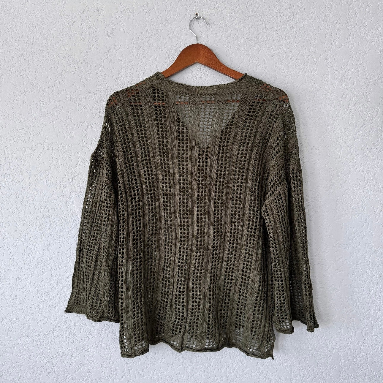 Ubranded Long Sleeve Open Knit Button Up Top