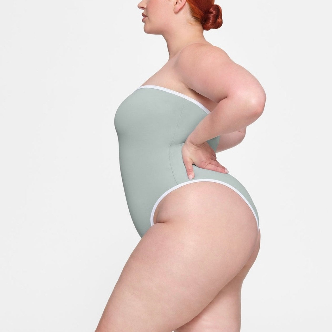 Skims Pacific Blue Sporty Zipper Swim Strapless One Piece