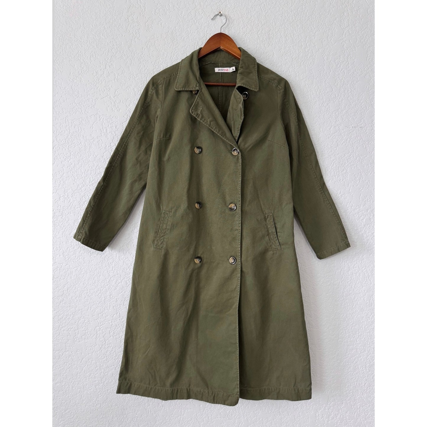 Just Fab Long Sleeve Button Up Trench Coat