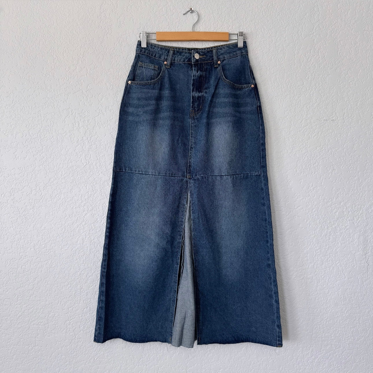 Unbranded Dark Wash Denim Maxi Skirt w/ Front Slit