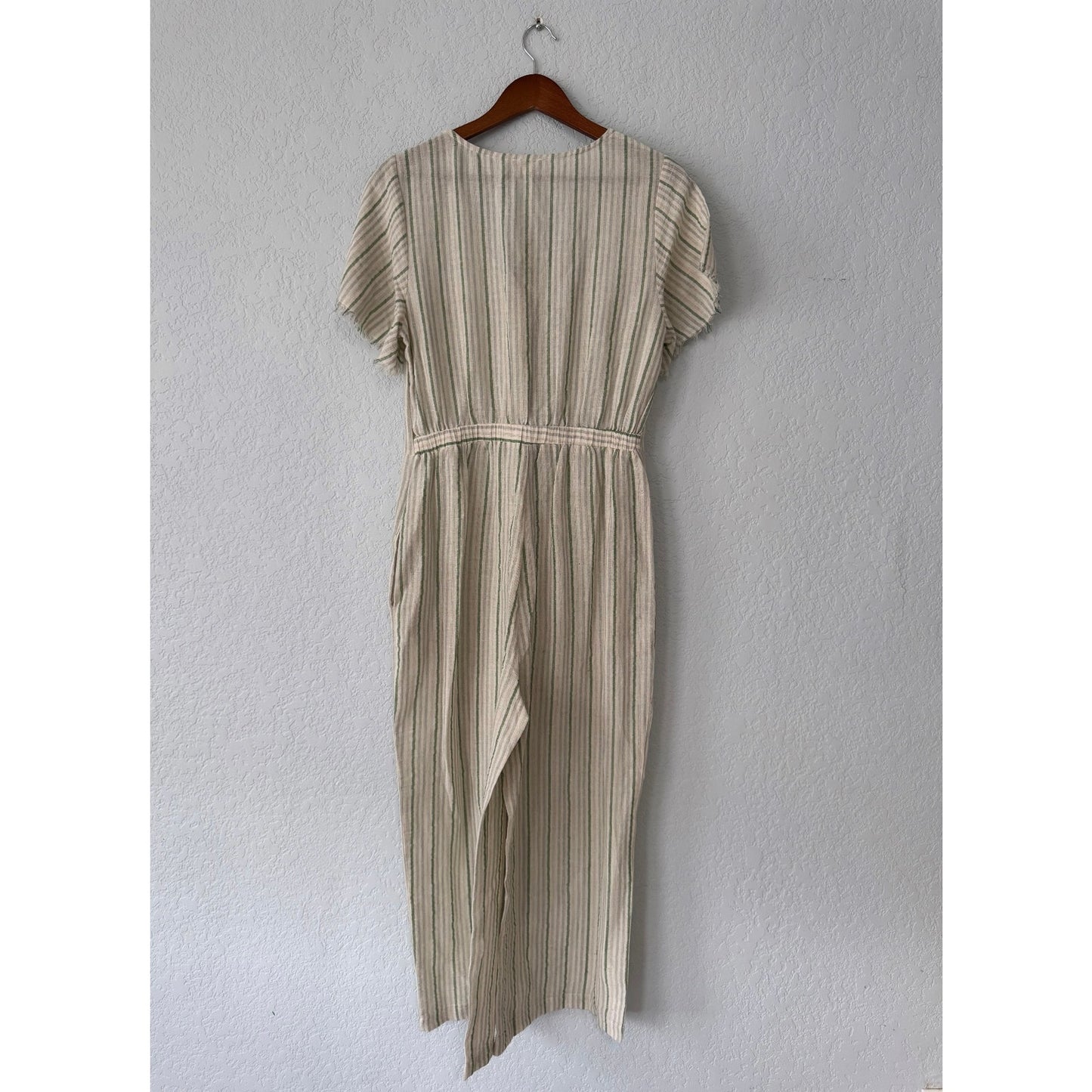Hem + Thread Striped Short Sleeve Linen Liora Jumpsuit
