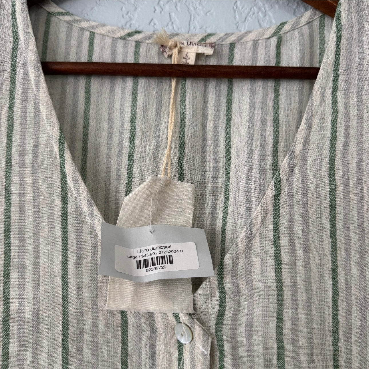 Hem + Thread Striped Short Sleeve Linen Liora Jumpsuit