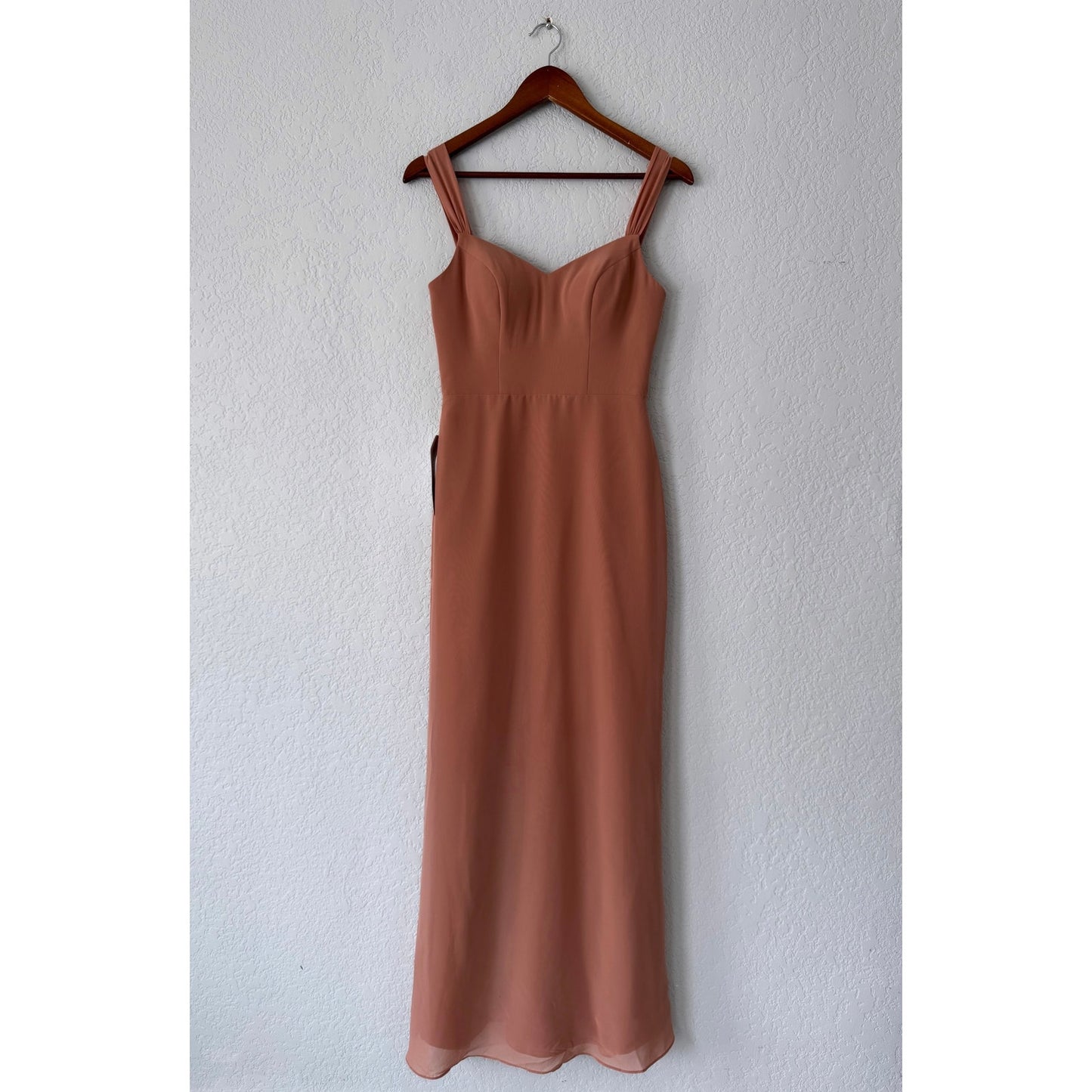 azazie bronzer sleeveless maxi length bridesmaid dress