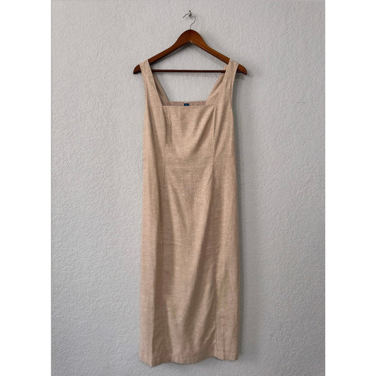 old navy linen blend sleeveless midi length dress