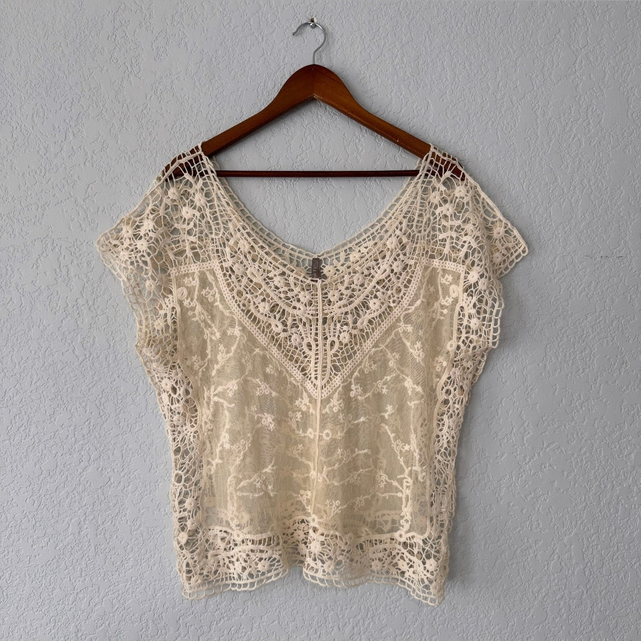 Vanity Short Sleeved Lace Coverup Tee