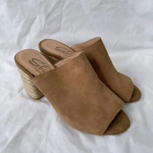 Sbicca Brown Slip On Clog Chunky Wedge Heels
