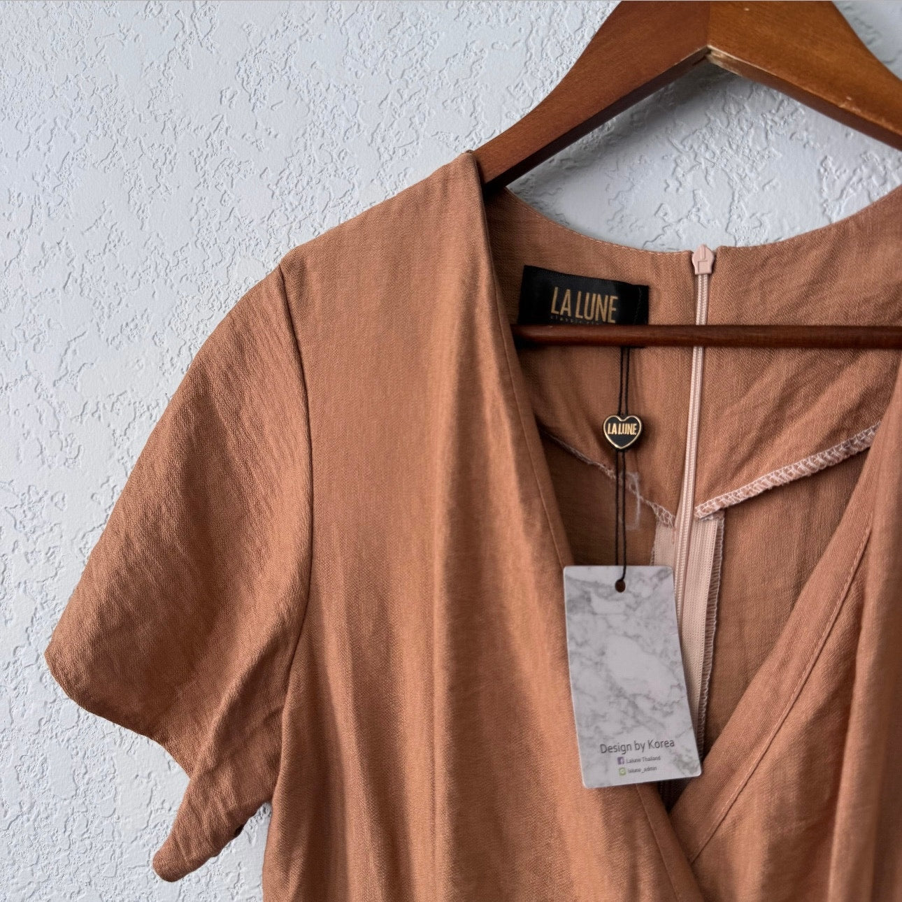 la lune brown short sleeved faux wrap pants romper size small