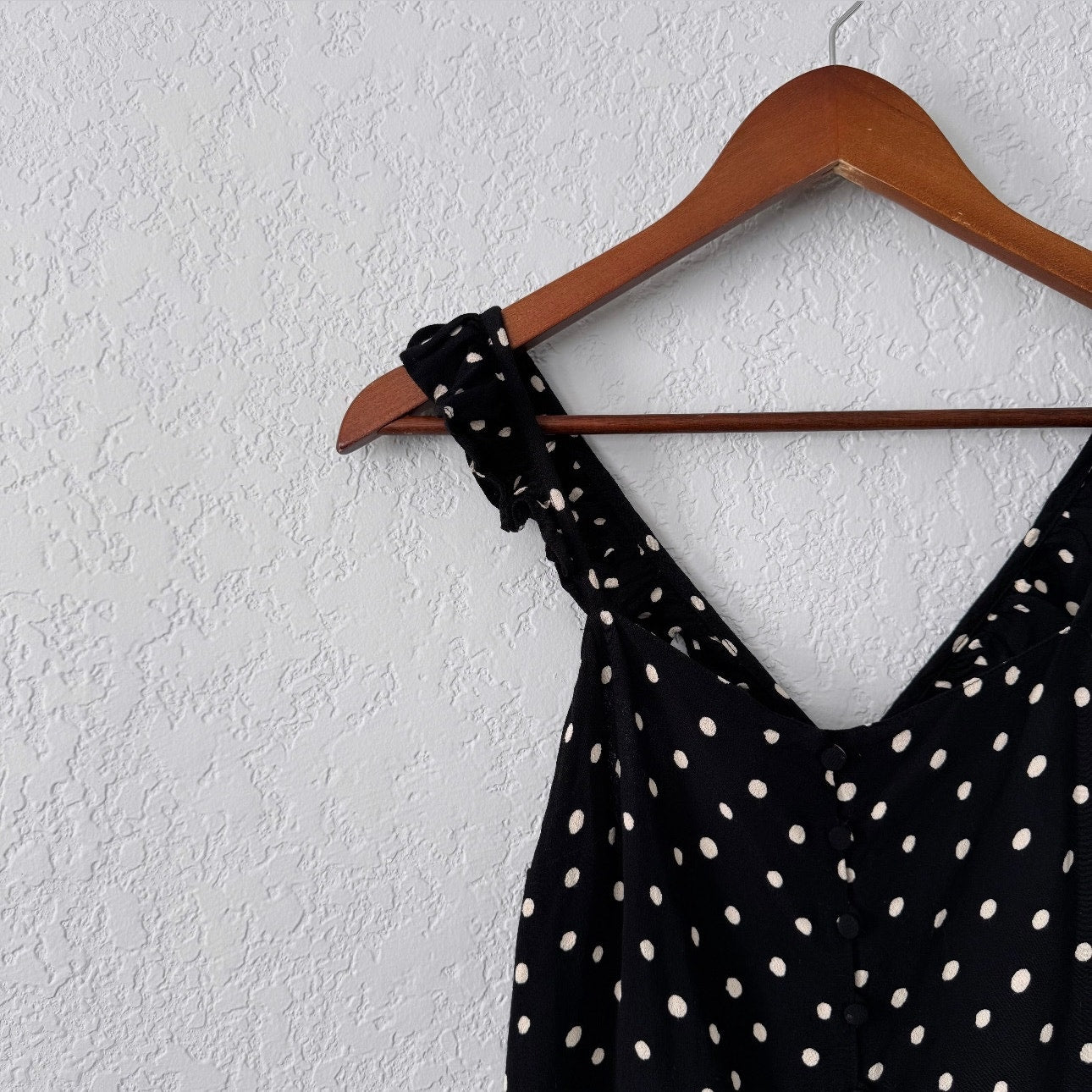 madewell polkadot ruffle strap cami tank
