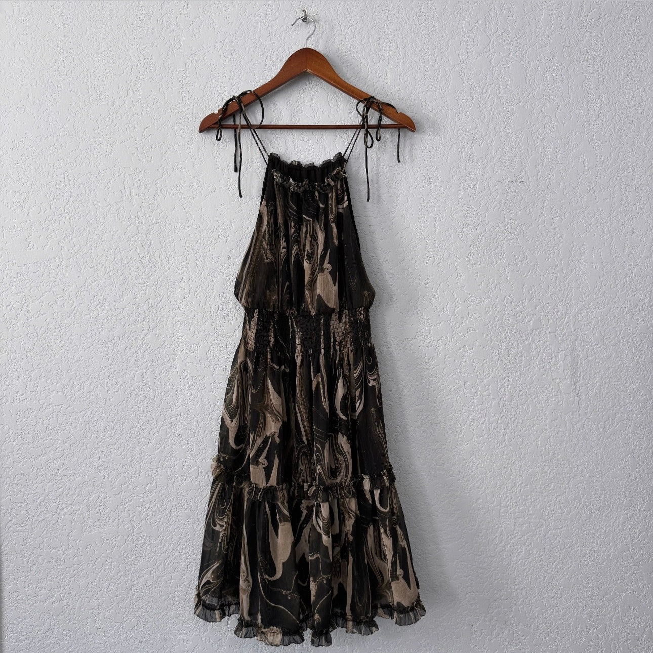 banana republic marbled spaghetti strap layered midi dress