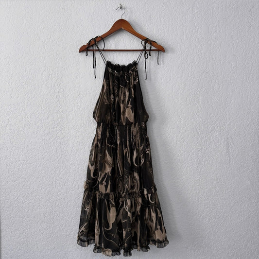 banana republic marbled spaghetti strap layered midi dress
