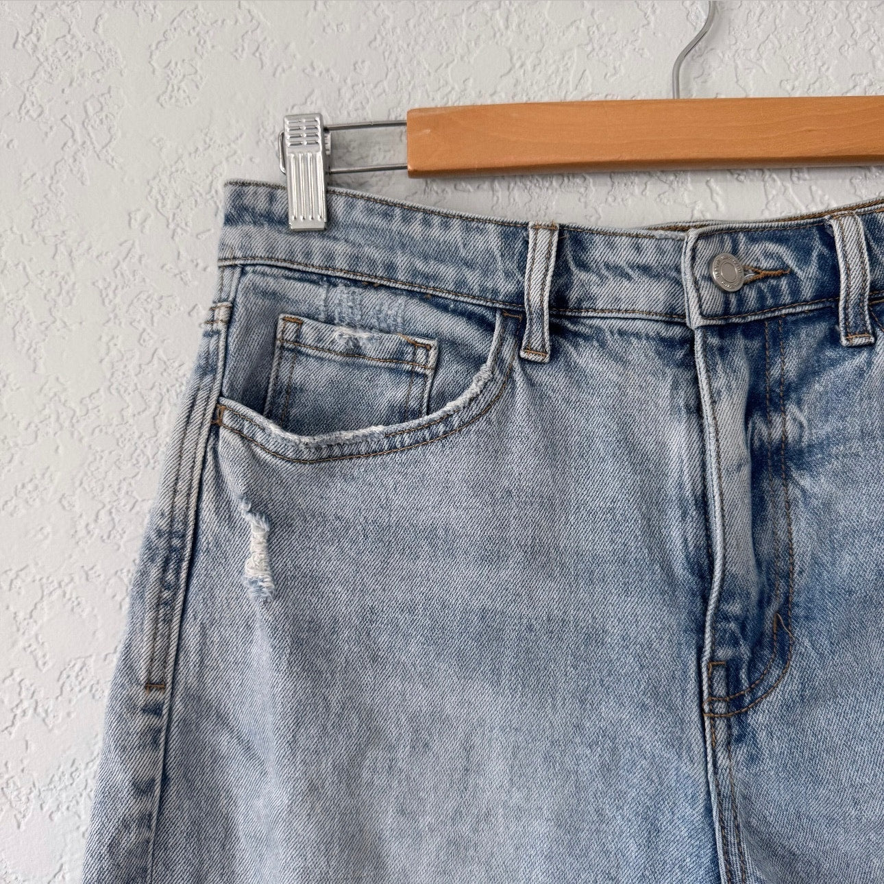 vervet medium wash high waisted denim mom shorts