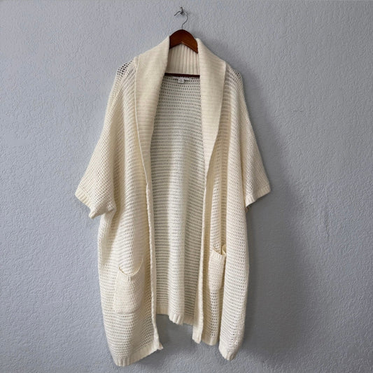 ava & viv open knit slouchy short sleeve cardigan