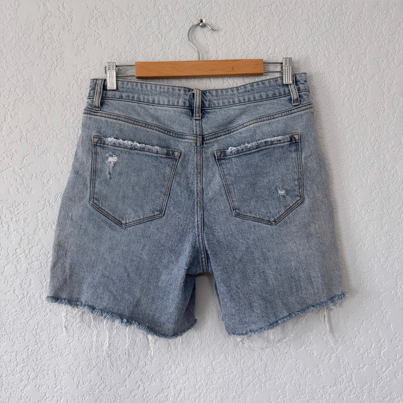 vervet medium wash high waisted denim mom shorts